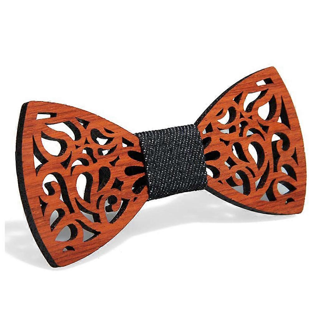 El Yapımı Gül Ağacı Erkek Papyon İçi Boş Oymalı Çiçek Eşkenar Dörtgen Bıyık Sakal Vint Kırmızı