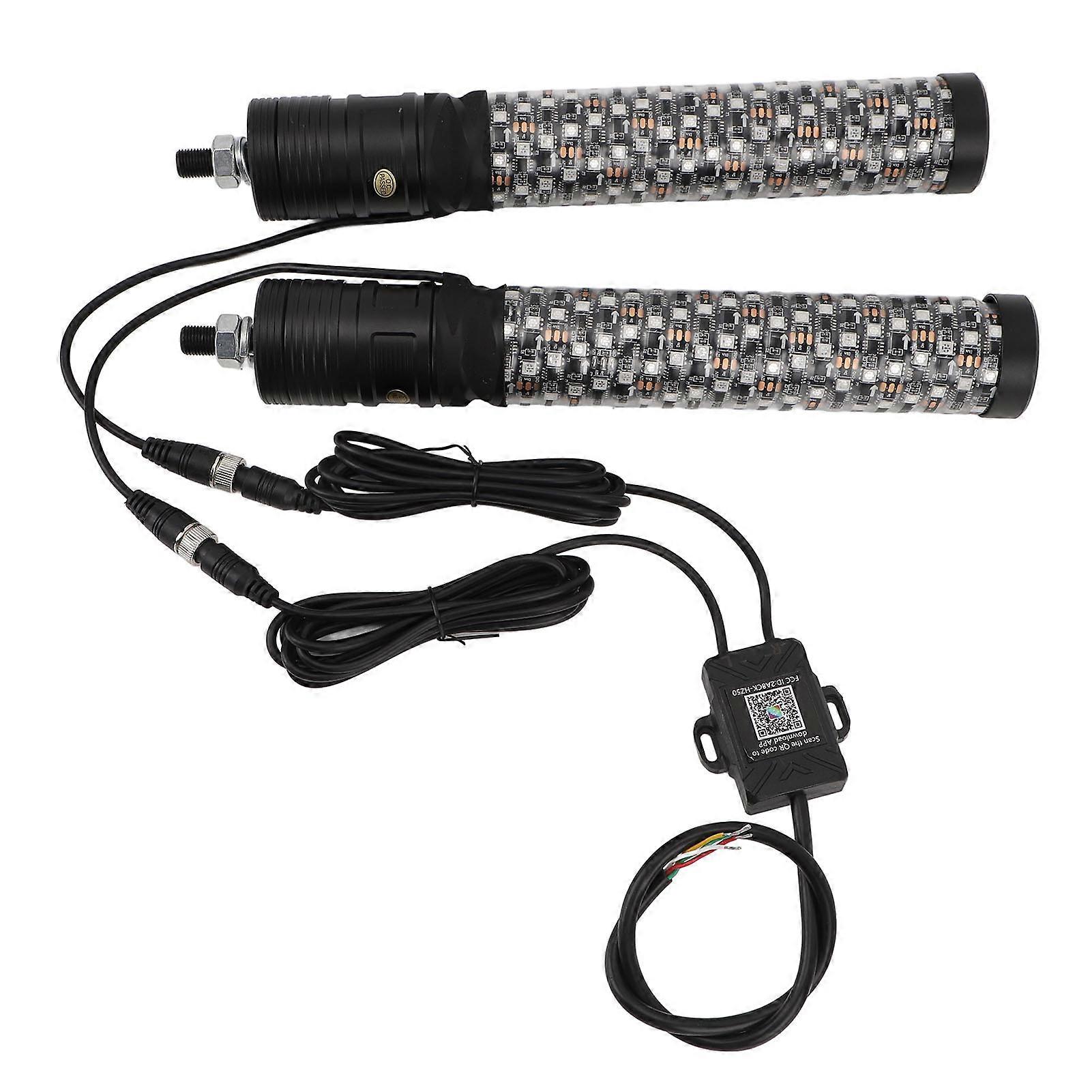 12-24 فولت RGB LED سوط خفيف ، 366 وضعا ، مقاوم للماء ، جهاز تحكم عن بعد للتطبيق ، 2 قطعة ل UTV ATV على الطرق الوعرة قارب شاحنة الرمل 1FT