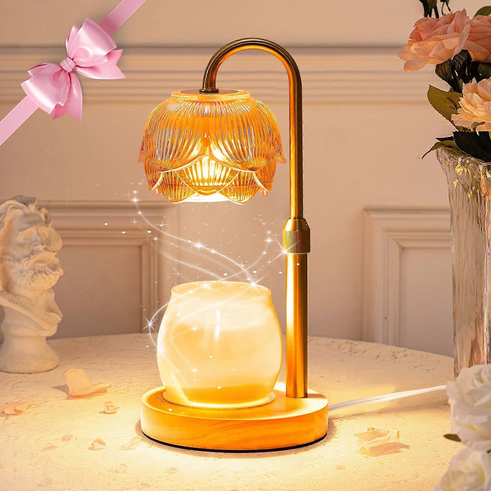 Candle Warmer Lamp with Timer, Dimmable Electric Wax Melt Warmer, Adjustable Height for Scented Jar Candles, 2 Bulbs Included