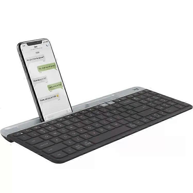 Wireless Multi-Device Keyboard-Thin & Light,Phone Holder,Logitech Black Black