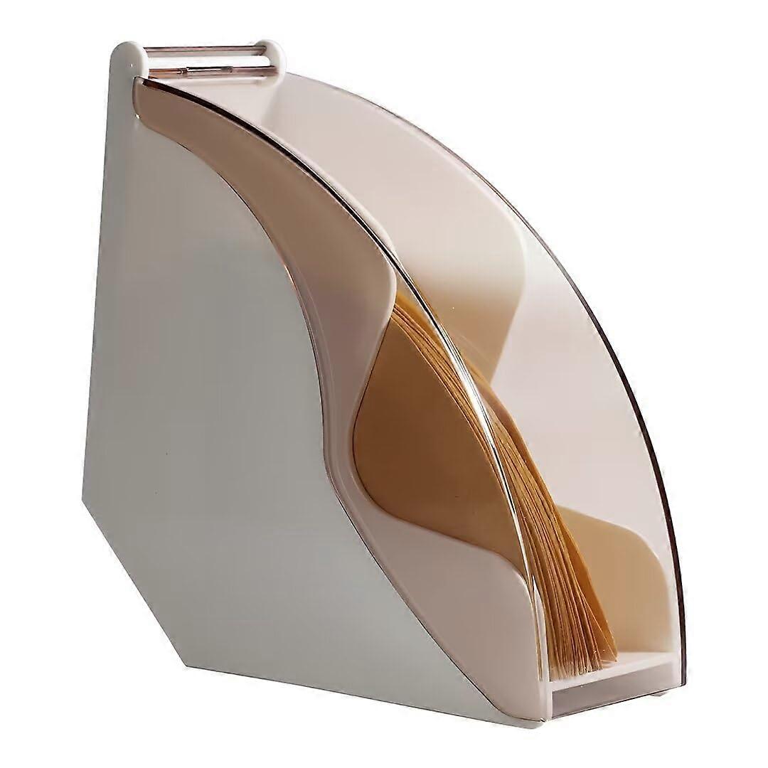 Coffee Filter Holder With Dustproof Cover, White, 100-Piece Capacity For V60 And Cone Coffee Filters