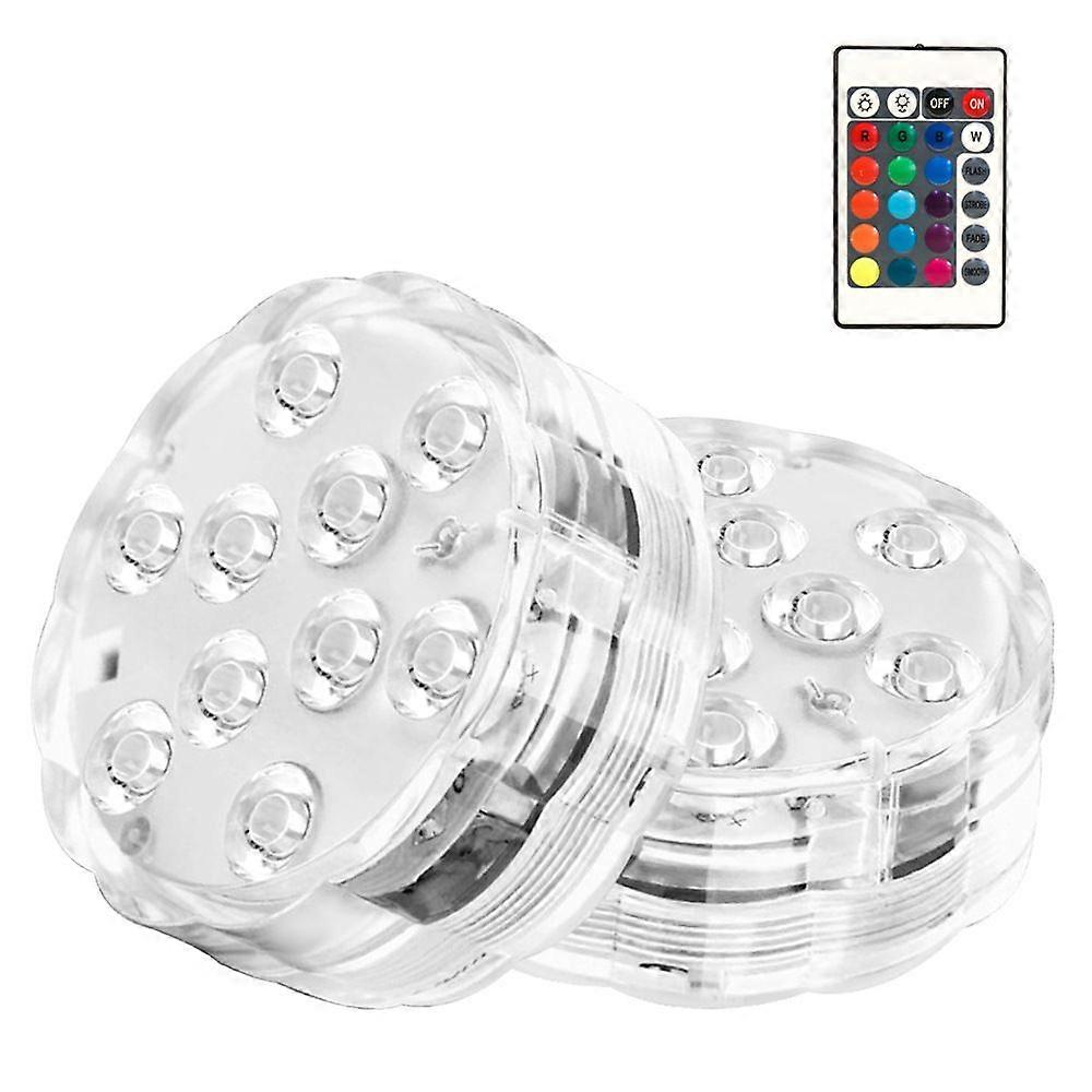(2 Pack) Rechargeable Submersible LED Light, IP68 Magnet Underwater Lights, RGBW Changing Controlled by Remote Control Swimming Pool Light for Aquariu