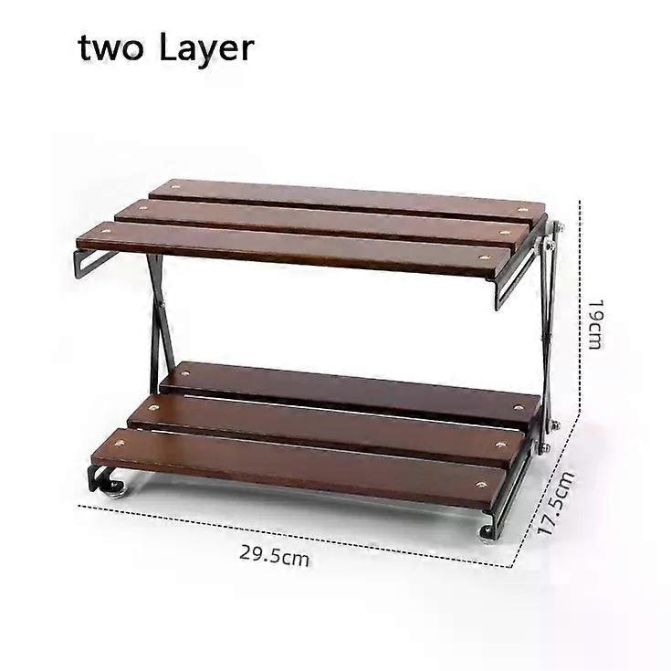 Camping Folding Shelf Free Installation Portable Multi-Functional Three-Layer Camping Storages Rack Wooden Outdoor Storage Racks