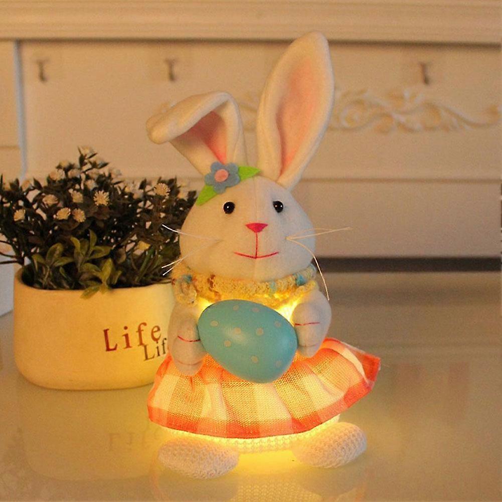 Lighted Easter Plush Bunny,LED Rabbit Gifts for Kids,Farmhouse Spring Table-top