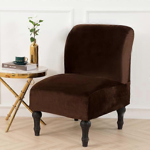 Velvet Armless Accent Chair Covers Stretchy Slipper Chair Couch Slipcovers Removable Washable Furniture Protector Covers