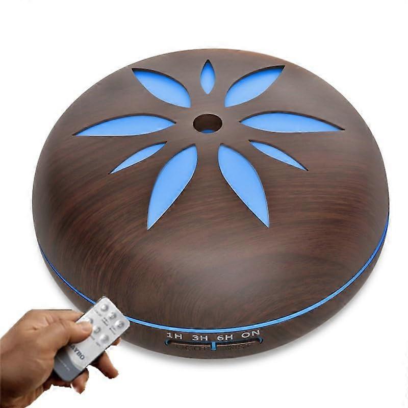 Humidifiers For Bedroom Large Rooms Ultrasonic 500ml Portable Dark Wood Color With Essential Oil Diffuser Remote Light