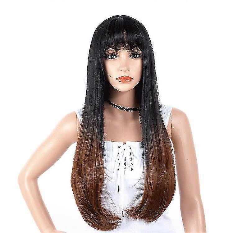 Femmes Long Straight Bangs Perruque