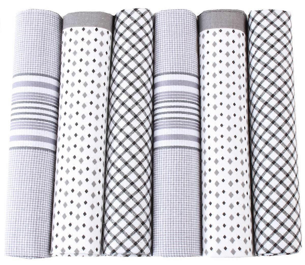 David Van Hagen Checked 6 Pack Handkerchief - Grey