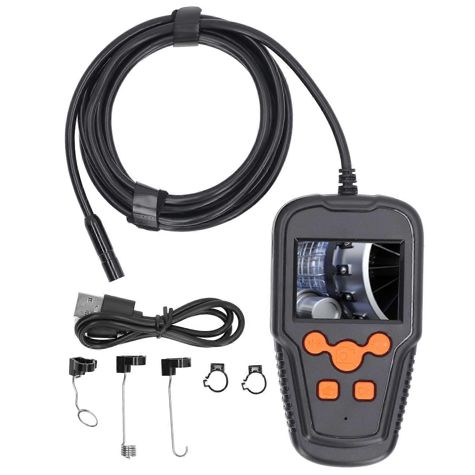 Industrial Endoscope 2.4in IPS Screen Pipeline Inspection Camera Handheld Borescope IP67 Waterproof Lens