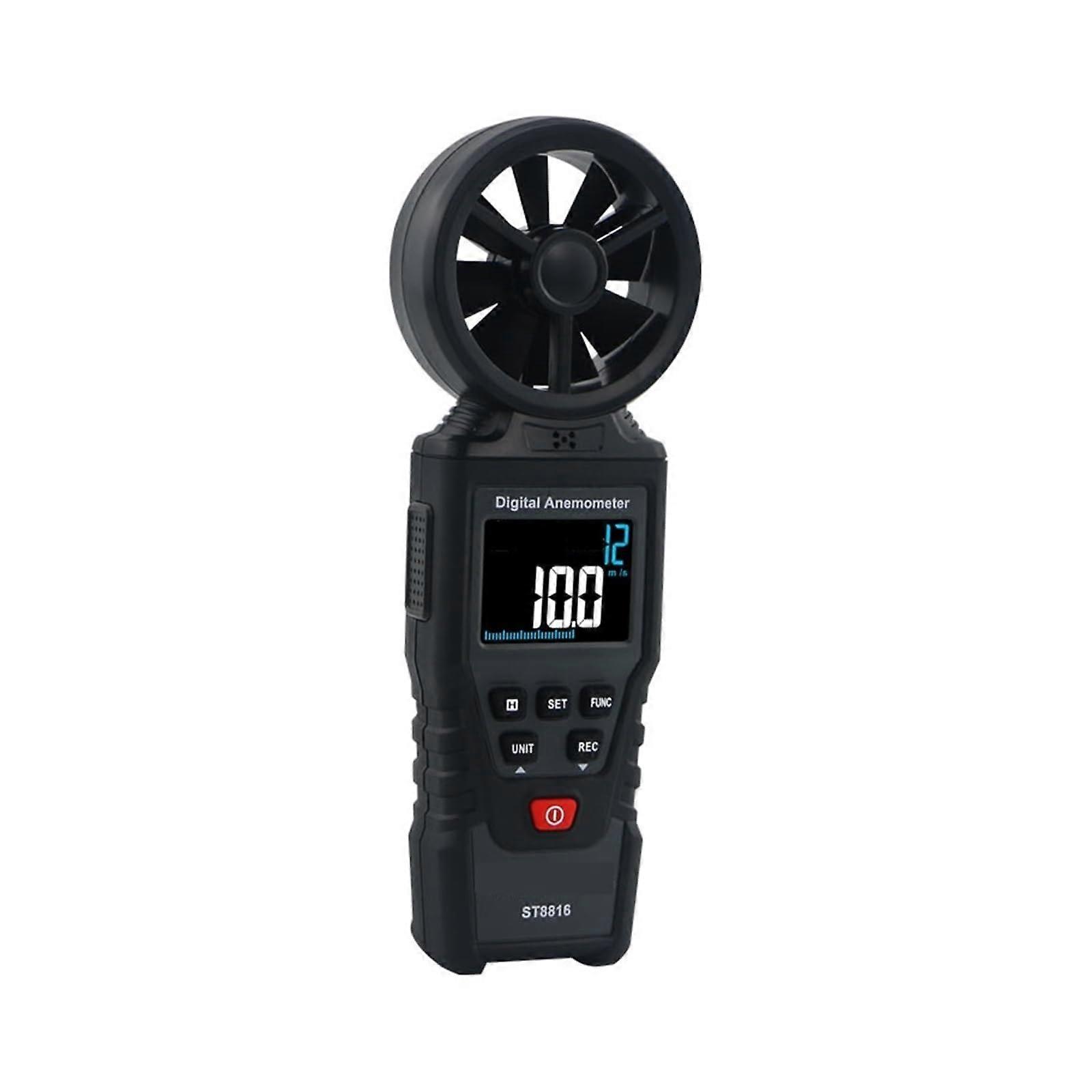 Digital Anemometer ST8816 Wind Speed Meter Deluxe Air Flow Gauge with Thermometer for Accurate Velocity Measurement
