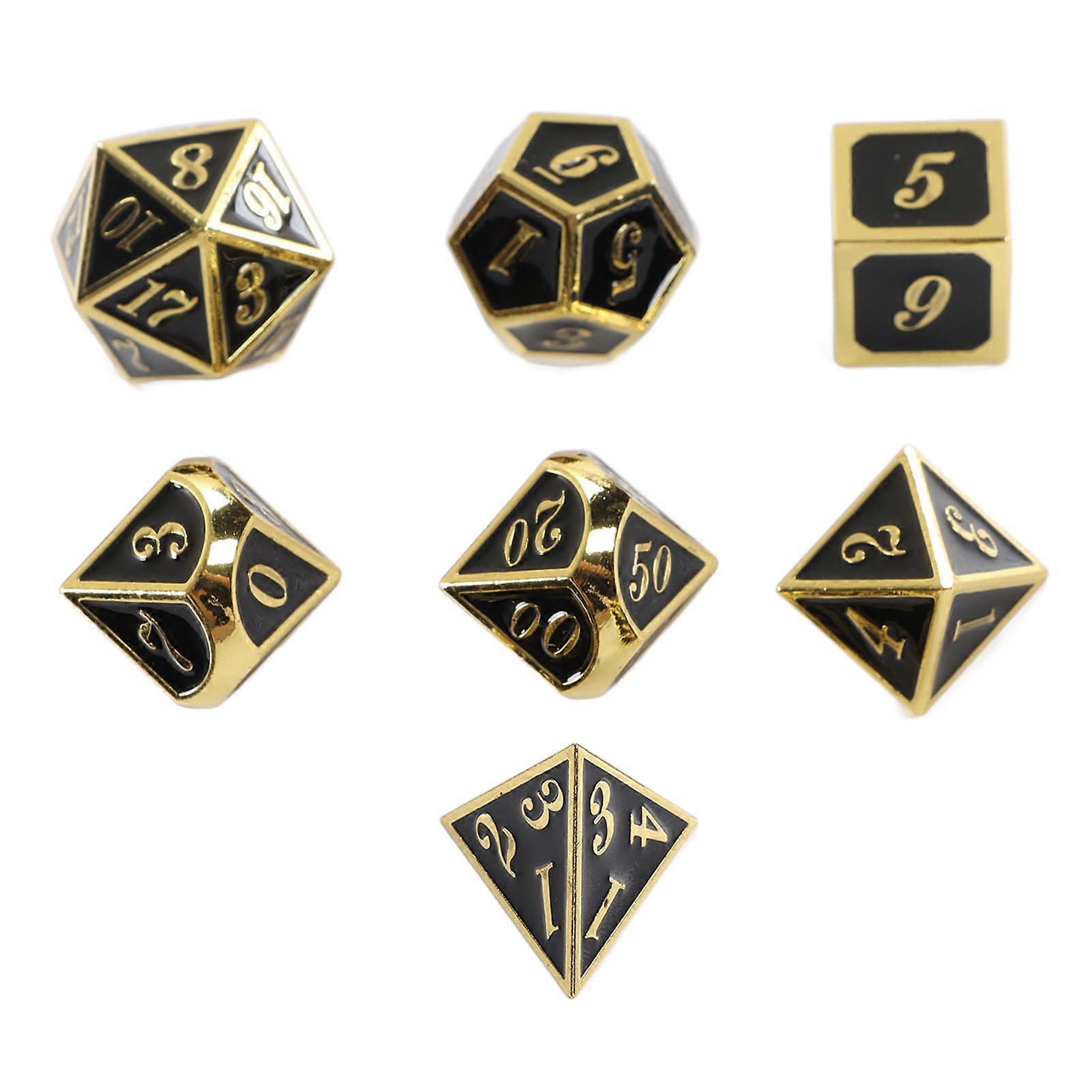 7pcs Metal Dice Polyhedral Shiny Portable Long Lasting Zinc Alloy Dice Set for Table Game Board Game