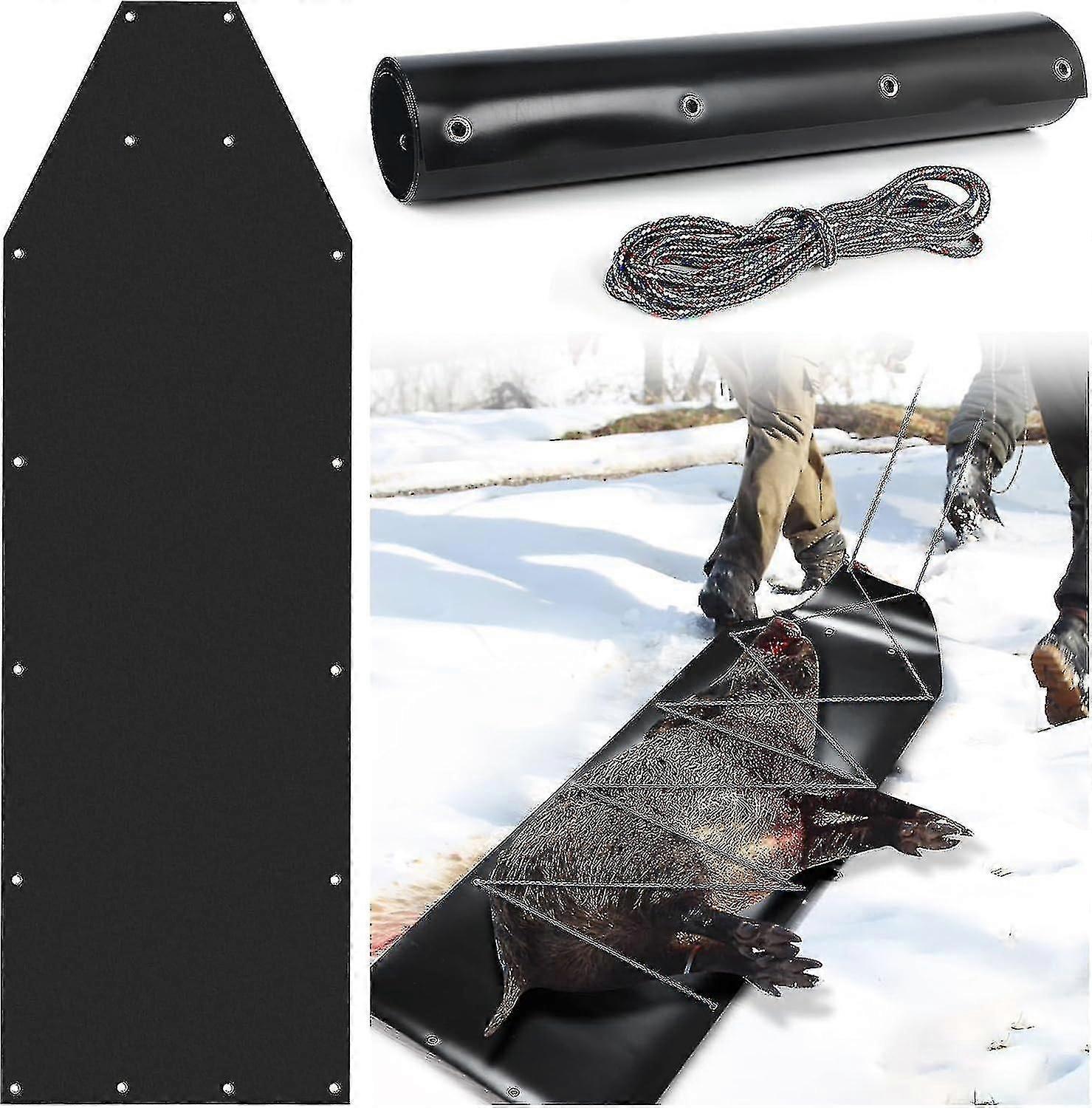 ロープ付きポータブル鹿ドラッグそり、狩猟用多目的犬ぞり、薪運搬、氷上釣り用