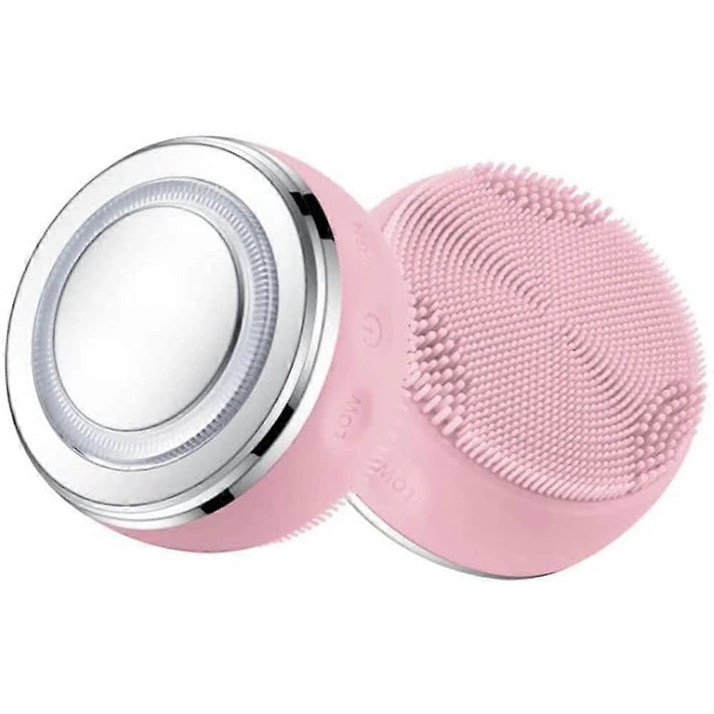 Facial Cleansing Brush, Soft Silicone Waterproof Vibrating Brush for Deep Cleansing, Exfoliating, and Massaging, Pink