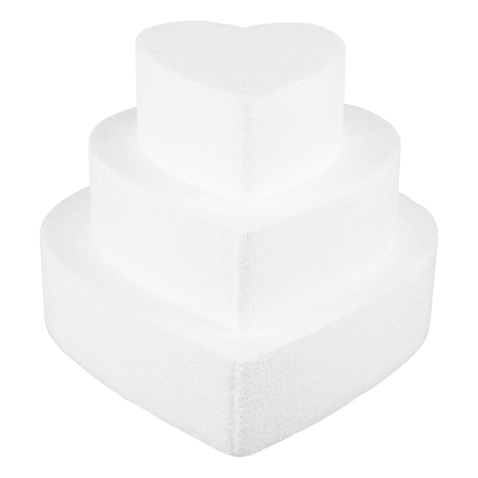 3Pcs Heart Shaped Foam Cake Foam Cake Models for Decorating Practicing DIY Arts Craft Heart Shaped Foam Cake Dummies