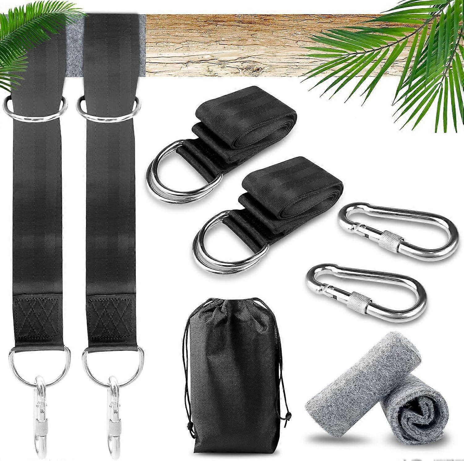 Hammock Strap, Hammock Attachment Max Load 400kg with Storage Bag, 2 Carabiners and Protective Padding for Trees, Hammock Strap for Garden Swing Hamm