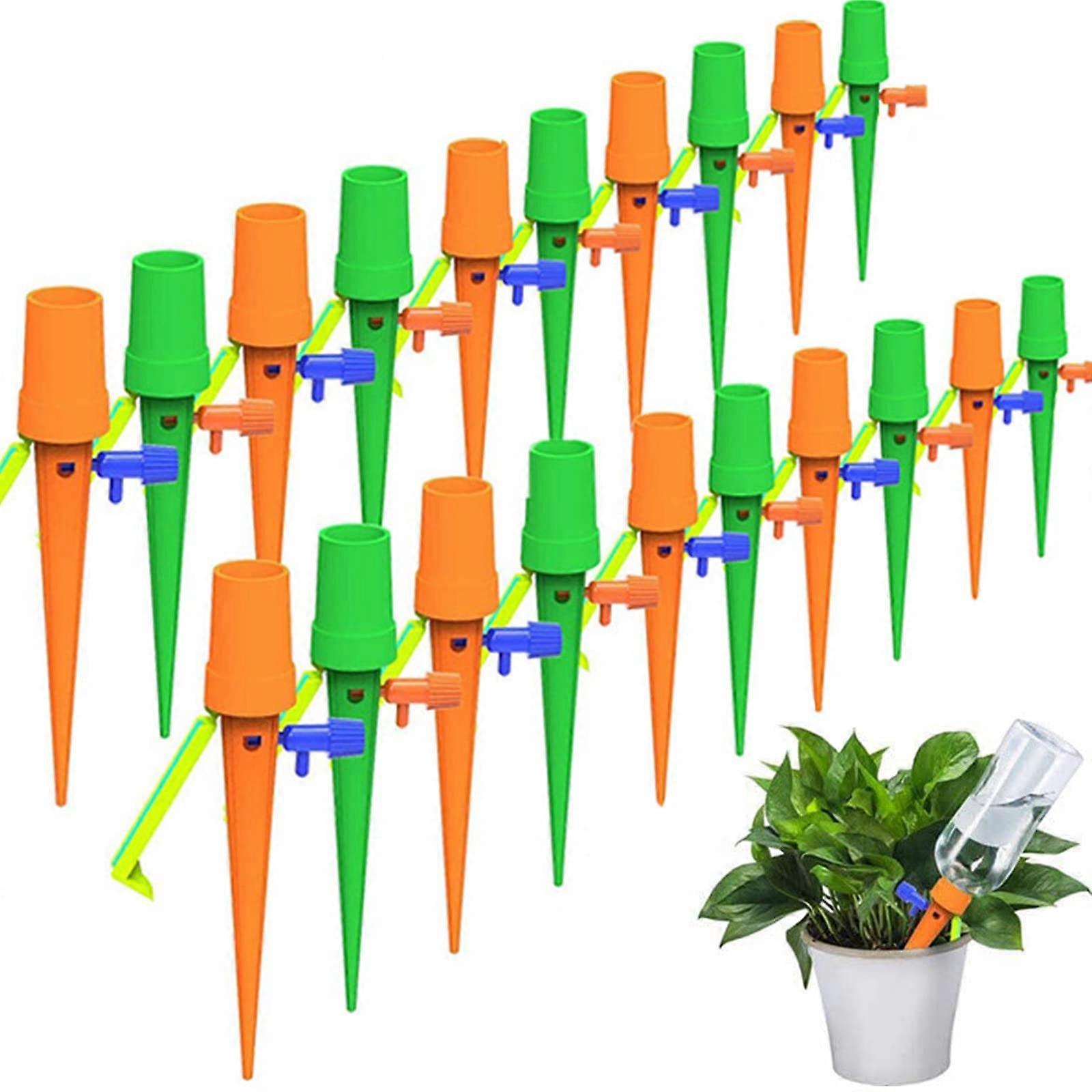 Automatic Watering Set Self-Watering Spikes With Anti-Tilt Anti-Down Brackets For All Bottles Indoor Outdoor Plants