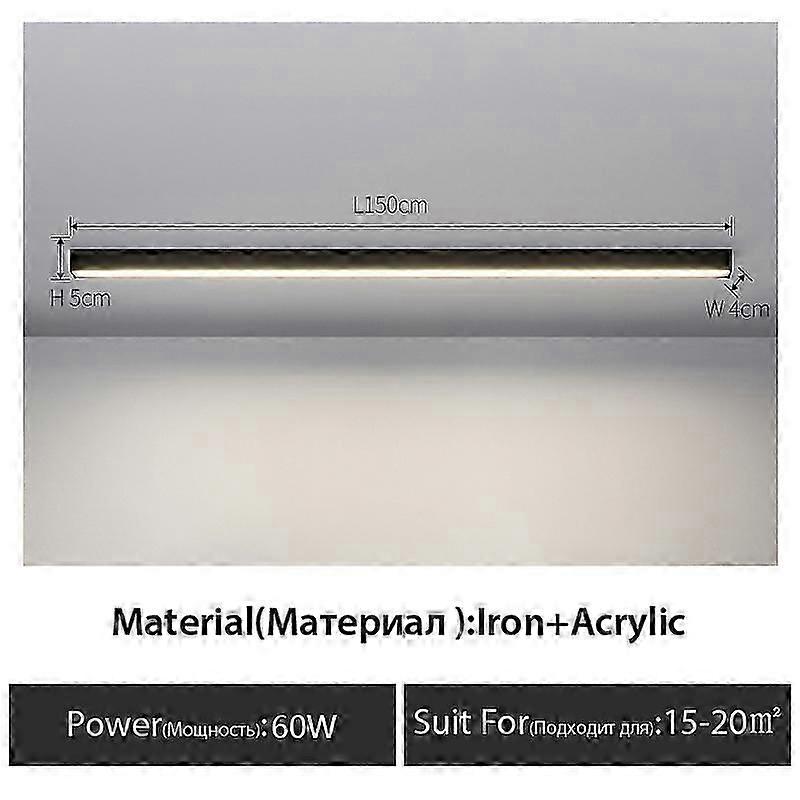 מנורה ליניארית רכובה על פני השטח מינימליסטי פס ארוך מנורות led מרפסת מעבר מלתחה סלון חדר אוכל מנורת תקרה שחור