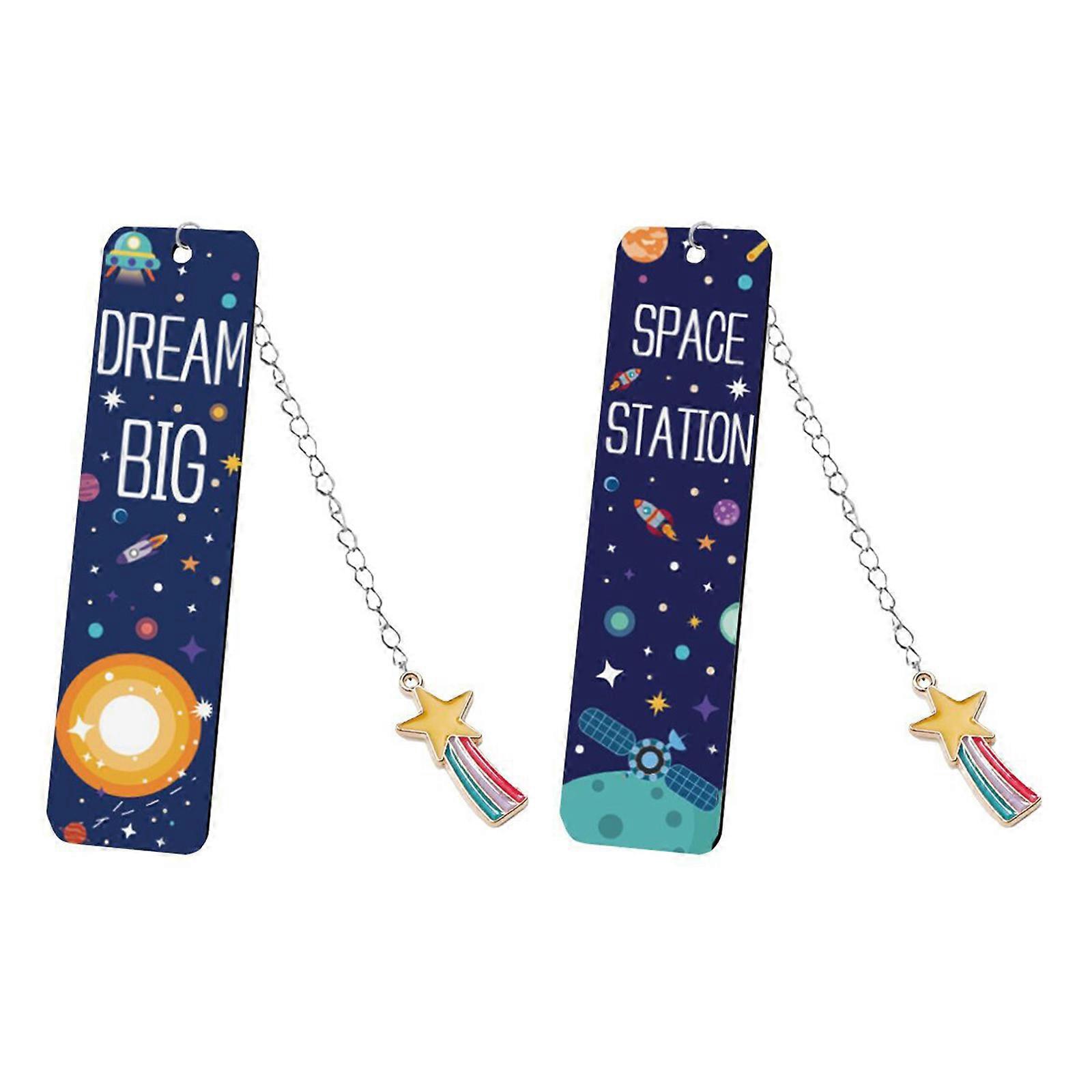 2x Metal Bookmarks Astronaut Bookmarks Starry Skies Theme Book Marks Astronaut Book Page Marker for Teacher Students
