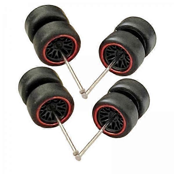 2x Wheels in 1/64 Scale, Model Simulation, Car Wheels, Tires with Roller Shaft,