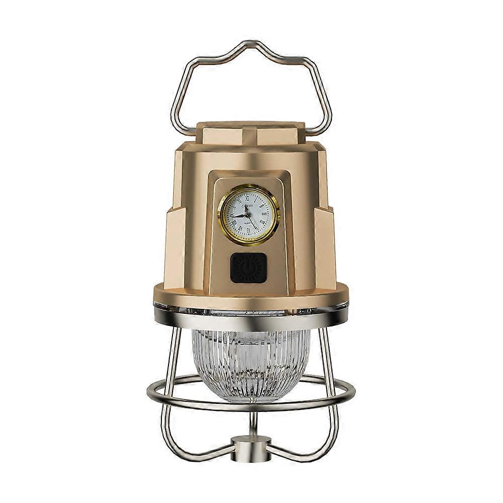 Portable Outdoor Camping Lamp USB Type-C Rechargeable Waterproof Mini Lantern Clock Design Atmosphere Light Durable Materials Ideal for Outdoor Us