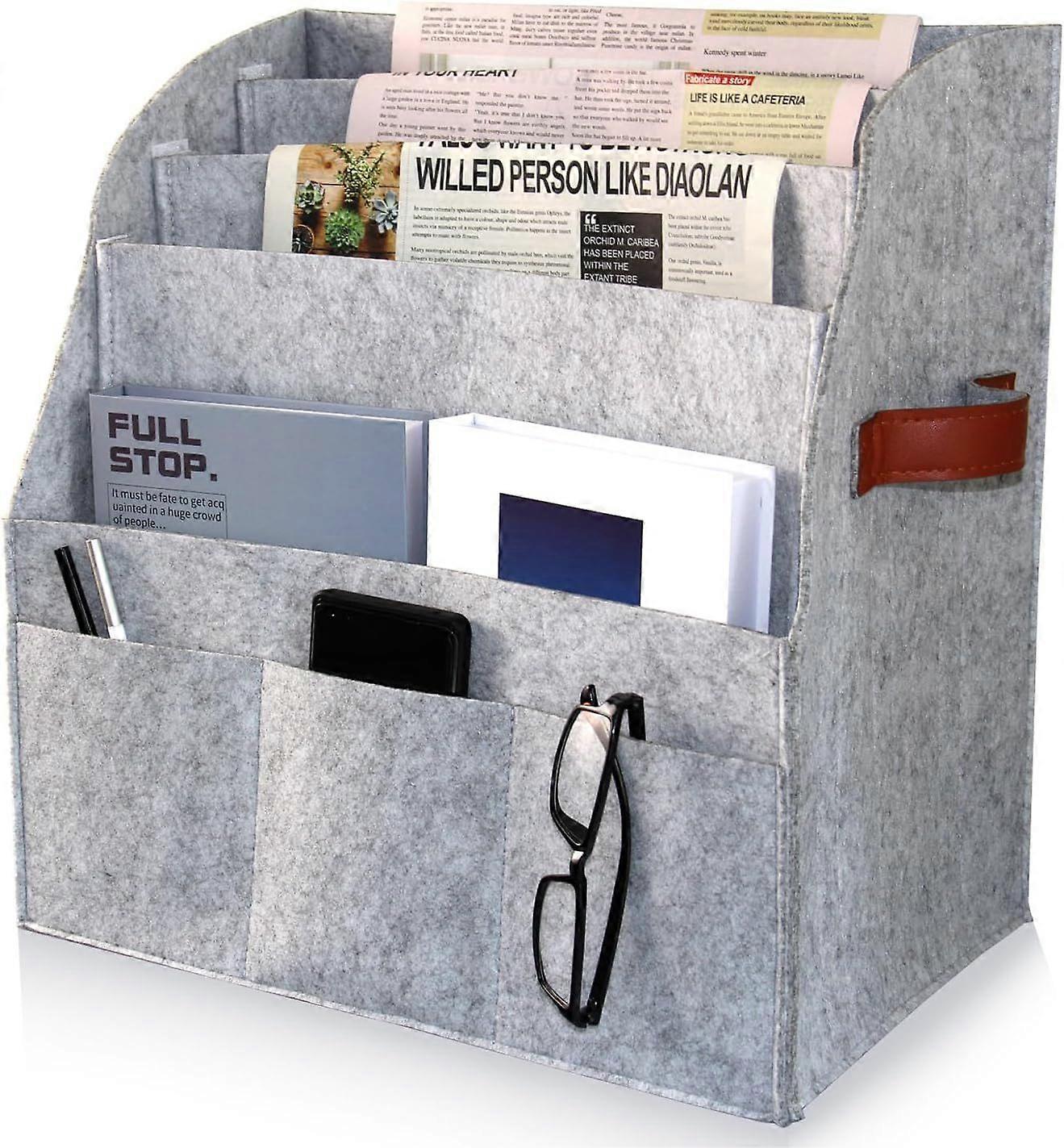 Magazine rack, stepped three-layer newspaper rack,foldable magazine storage