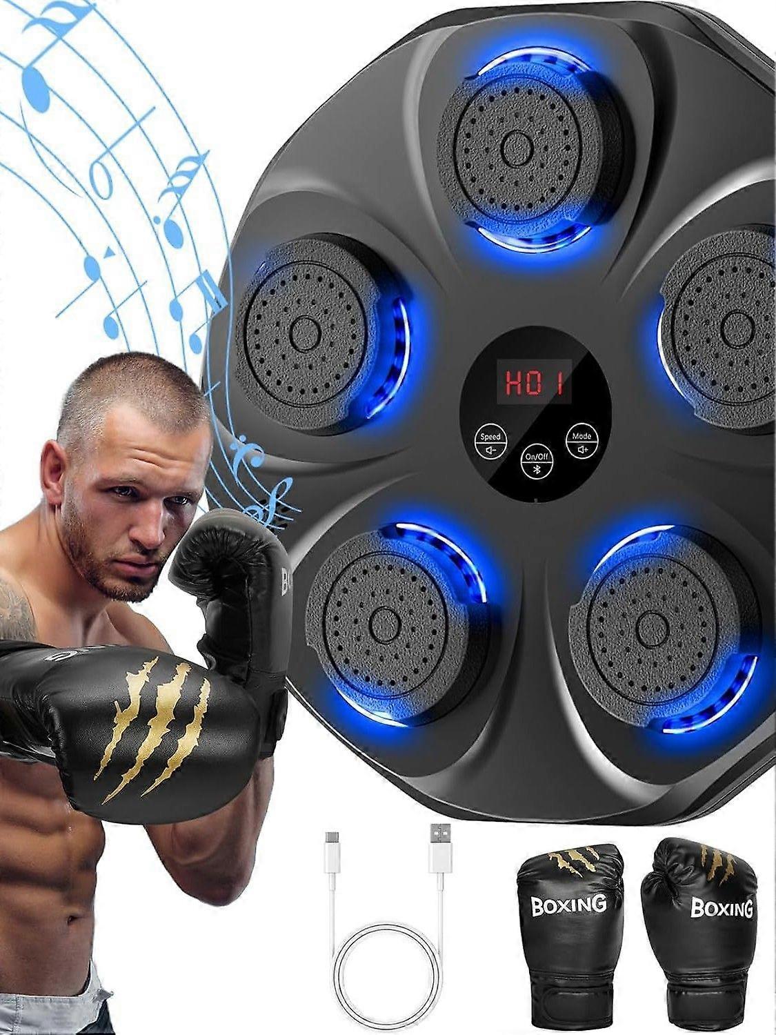 Music Boxing Machine,Smart Bluetooth Interactive Punching Trainer with Kids Boxing Gloves,Adjustable height