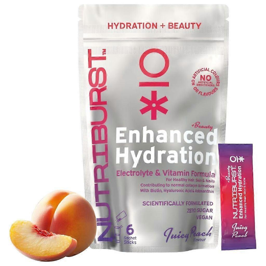 Nutriburst Enhanced Hydration + Beauty Juicy Peach Flavour Sachets 6