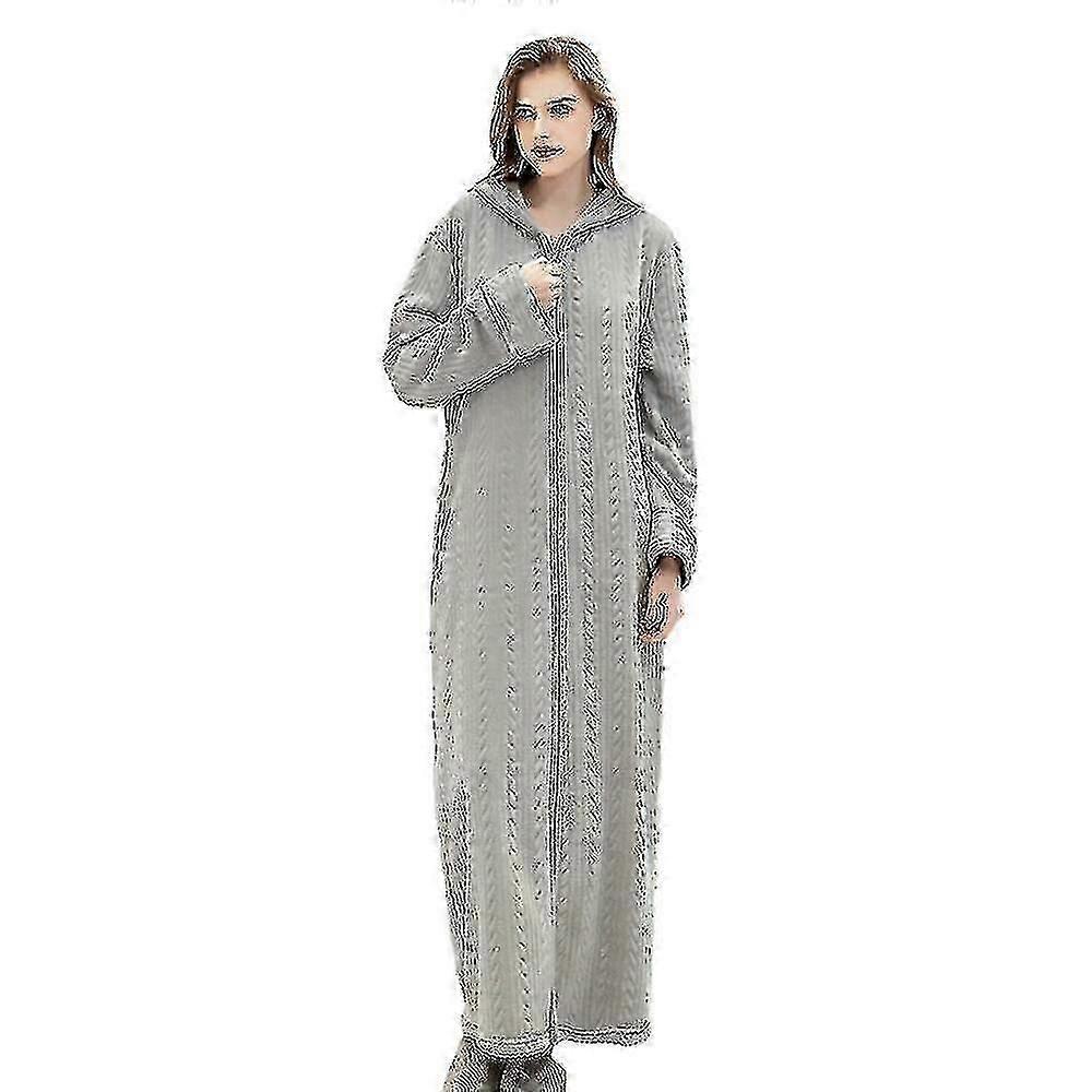 Bata de baño larga con capucha y cremallera para mujer Bata de baño Bata