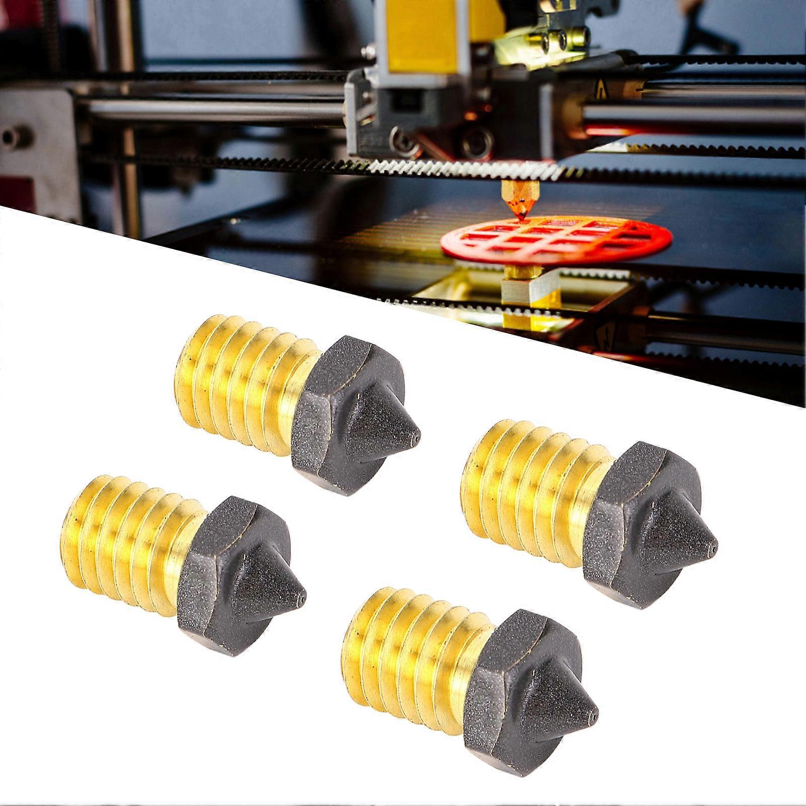 4PCS 3D Printer Nozzle Set PTFE Coated High Flow High Speed Printing Extruder Brass Nozzle for Voron MK3S 3D Printer 0.6mm 