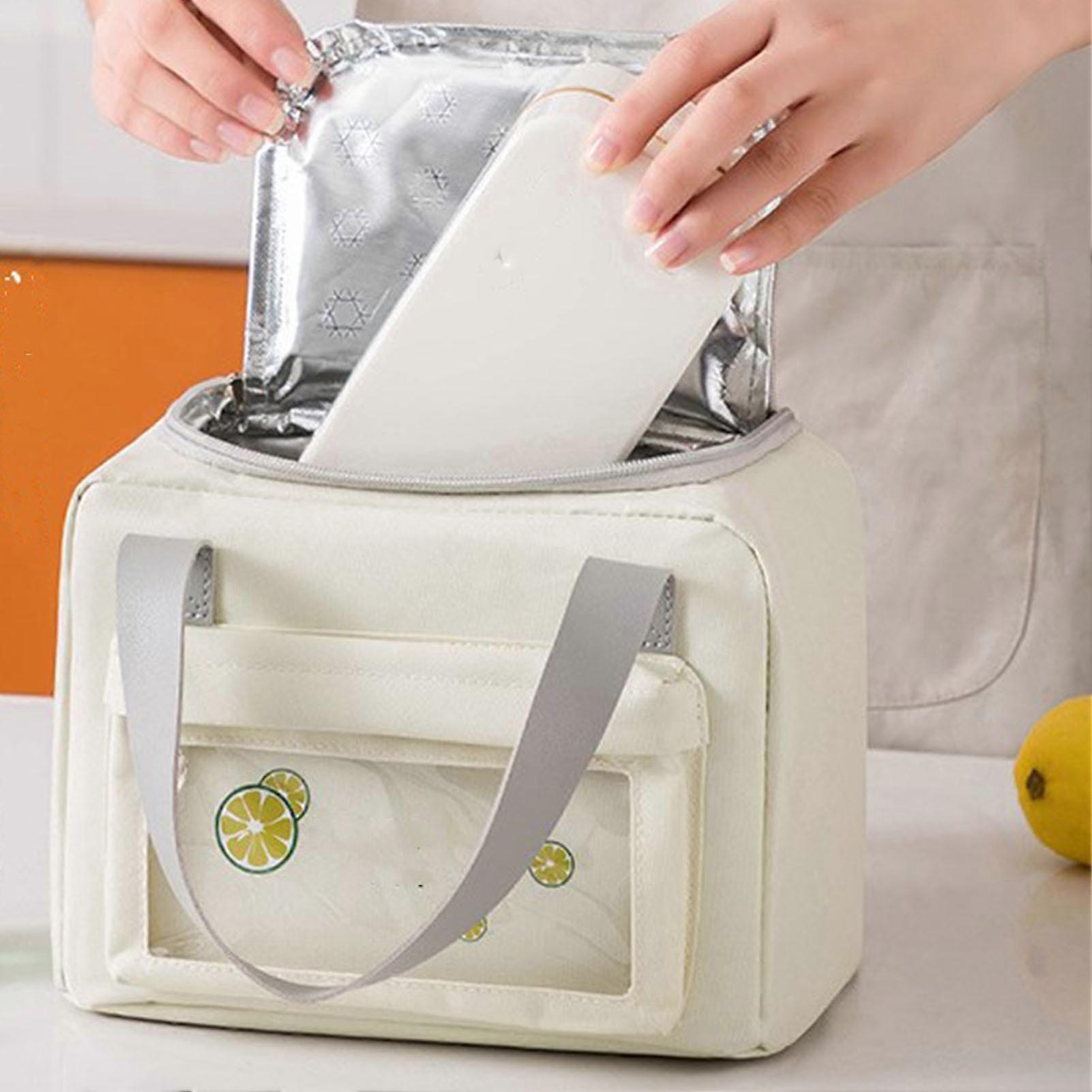 Insulated Bento Bag Oxford Cloth Large Capacity Japanese Style Lunch Bag with Shoulder Handle for Outdoor Picnic 