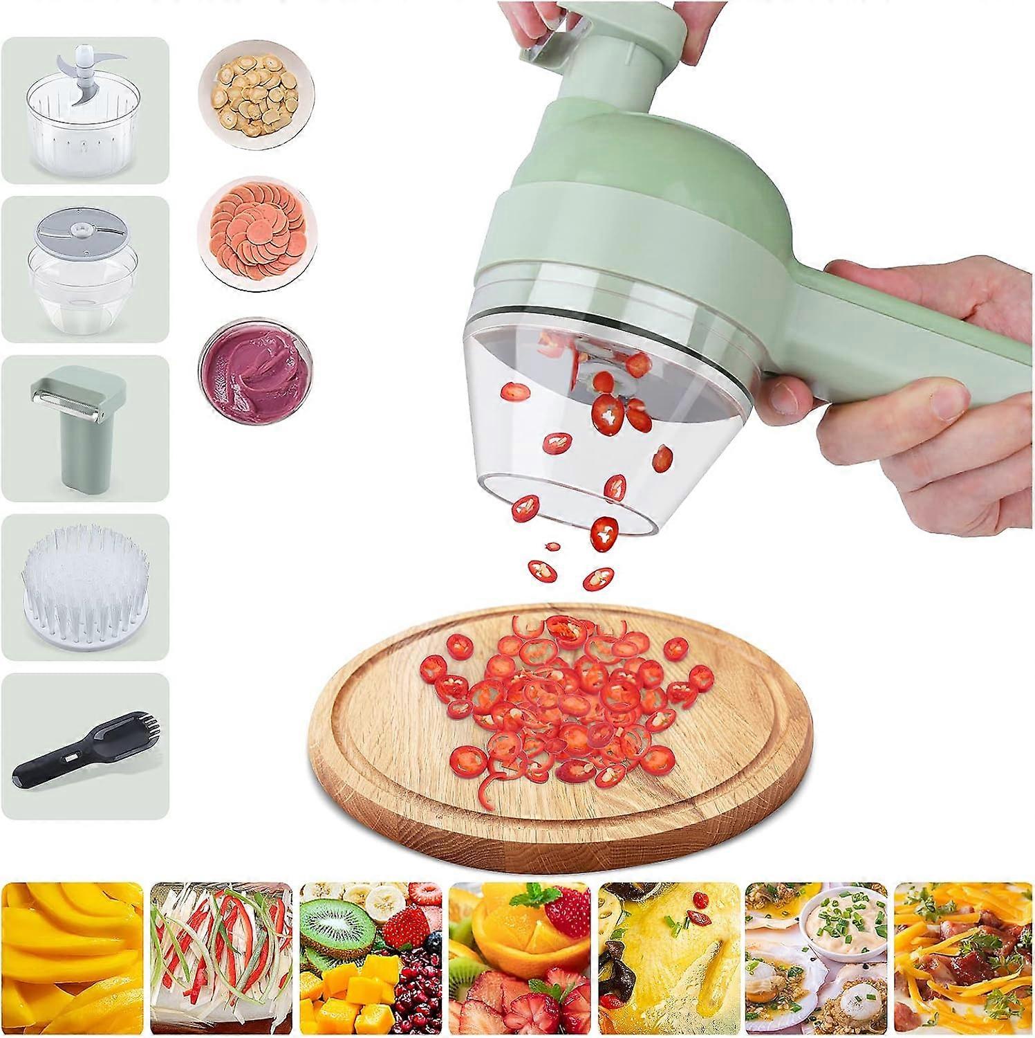 Electric Vegetable Cutter, 4 in 1 Handheld Electric Vegetable Slicer