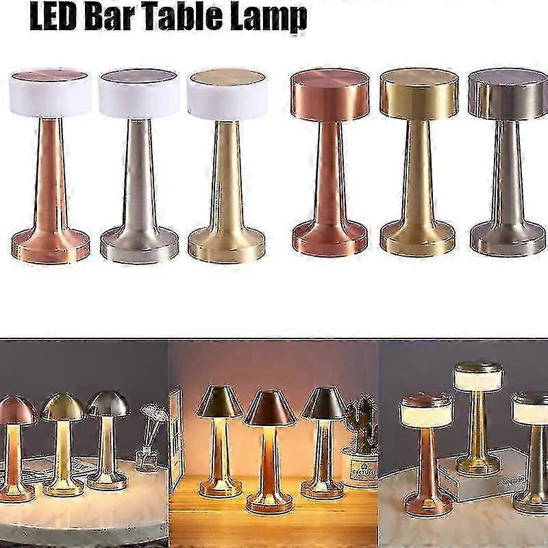 Retro LED Bar Table Lamp with Touch Control, Rechargeable Wireless for Restaurant Dining Decor