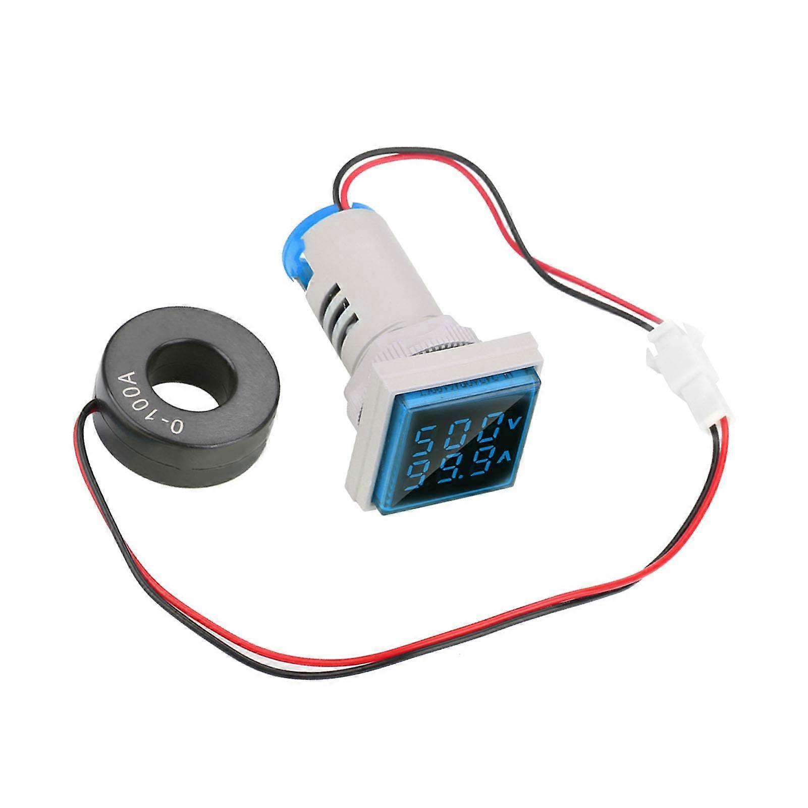 Highquality voltmeter with small LED display, exquisite processing, LED voltage display, measurement with long life, store for office work (BLUE)