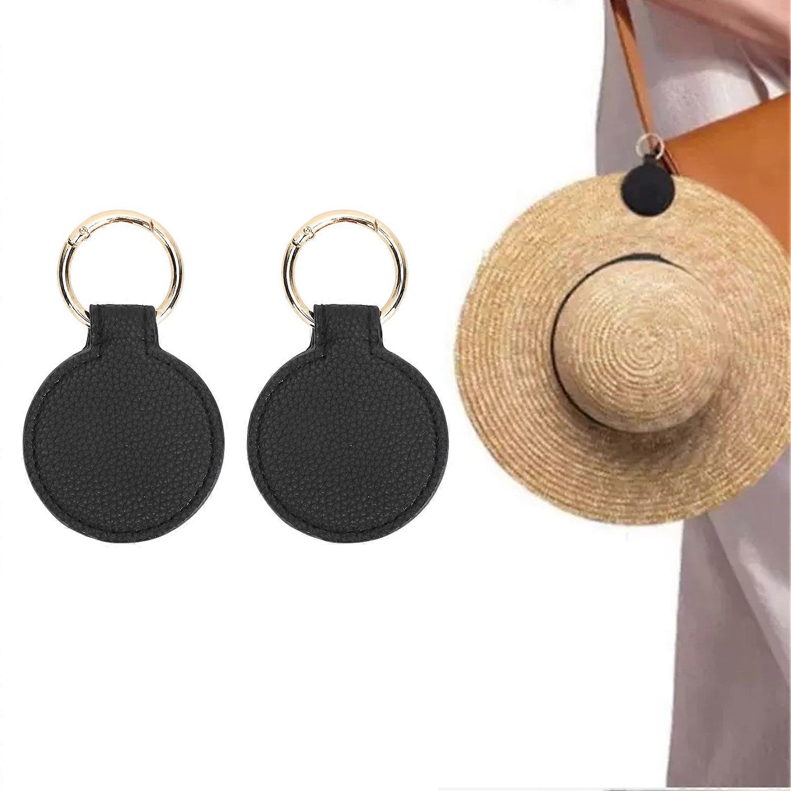 2Pcs Handbag Hat Clip Round Portable Stable Versatile Reliable Stylish Magnetic Hat Holder for Hiking Traveling Black 