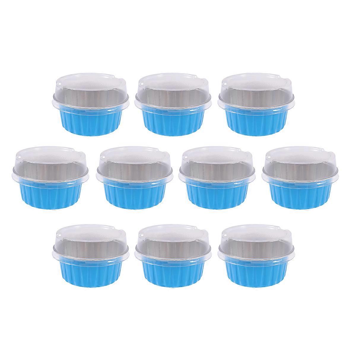 Aluminum Foil Cake Cups Recyclable Material Outdoor Usage Blue 10Pcs