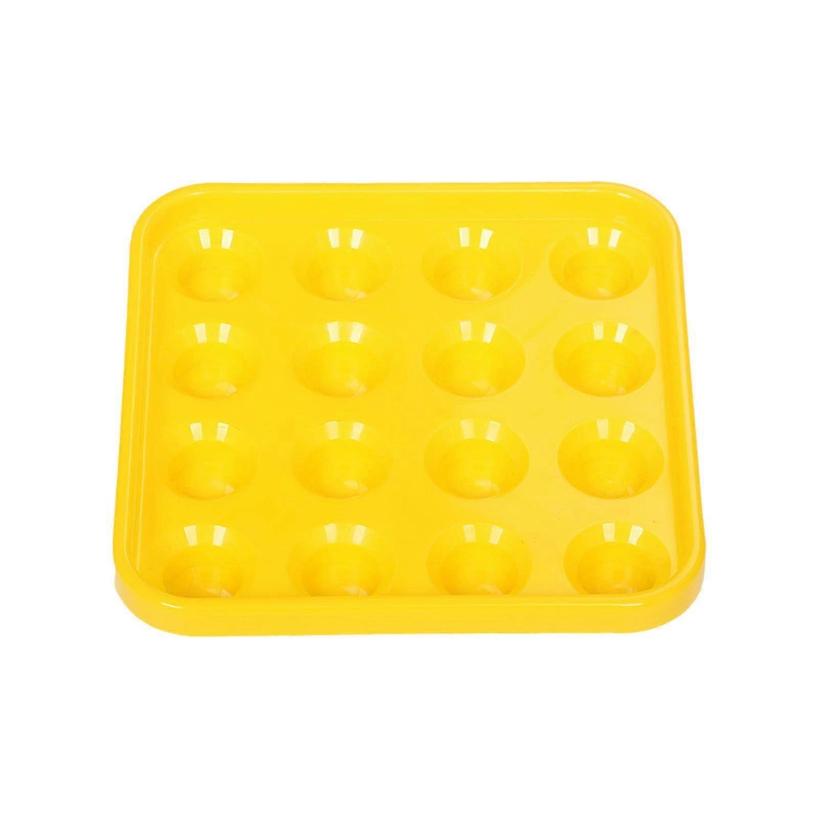 Billard Table Ball Tray, Durable ABS Snooker Ball Holder for 16 Pool Balls, Yellow Accessory Storage Solution