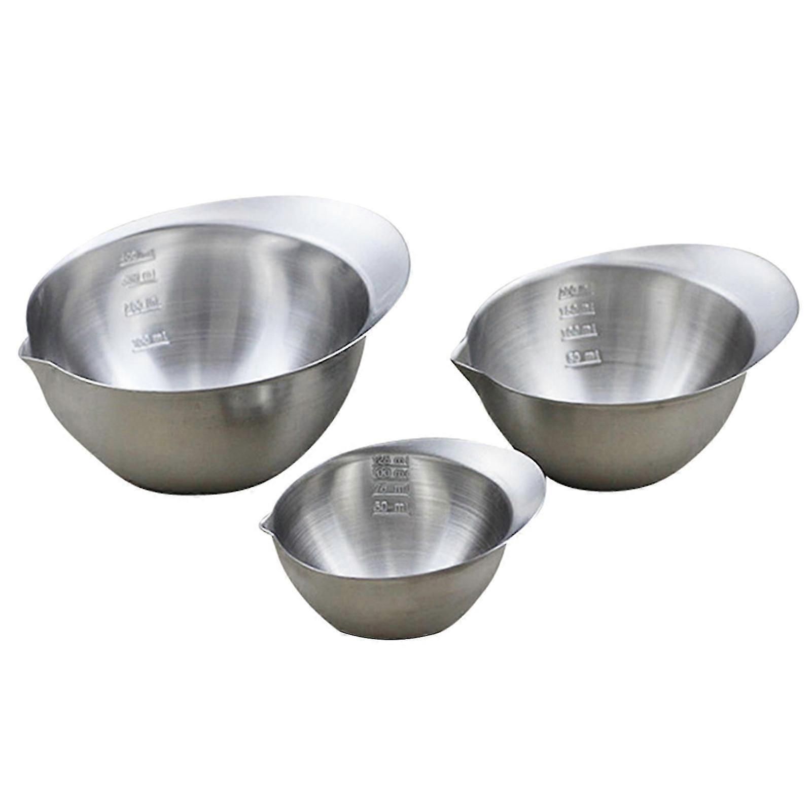 3Pcs/Set Baking Bowls Rustproof Multipurpose 304 Stainless Steel Space-saving Stackable Measuring Bowls for Kitchen