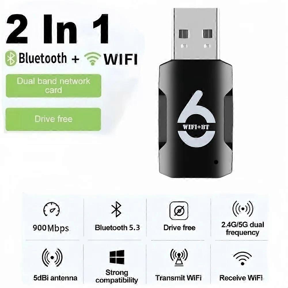 900Mbps USB WiFi 6 Adapter Bluetooth 5.0 Dual Band Wireless Wifi Dongle For PC Laptop Wlan Receiver