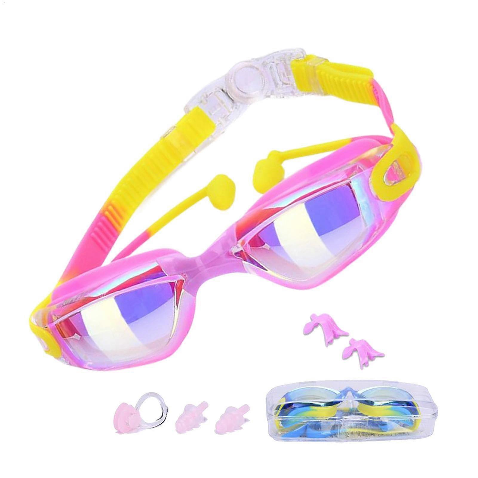 Kids Swim Goggles - Anti-Fog Snorkel Goggles with Ear Plugs for Clear Vision, UV Protection, Ages 3-12, Adjustable Fit