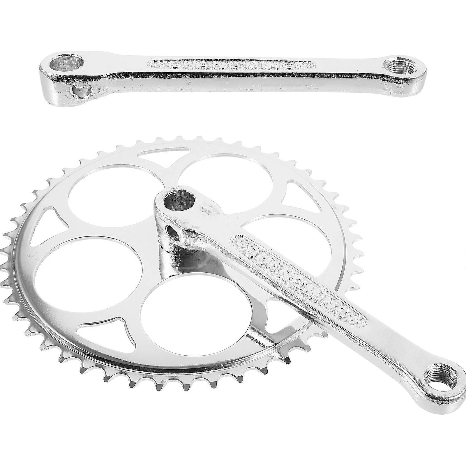 Crank Set Replacement Folding Bike Sturdy Chainring Silver Color Bike Tools 1Set