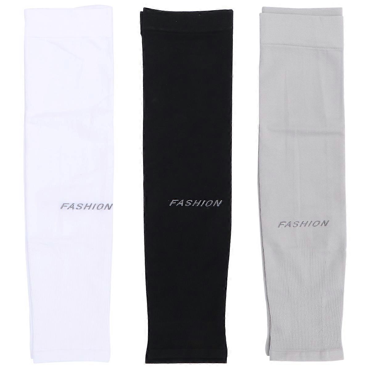 Arm Sleeves Cover Hiking Sunscreen White Ice Silk Breathable Driving Protective 3 Pairs
