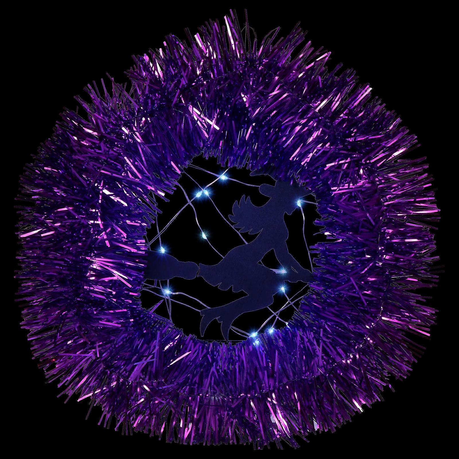 Festive Atmosphere Creation Halloween Wreath With Light Circular Design For Shop Decoration Purple 30X30X0.2CM 1Set