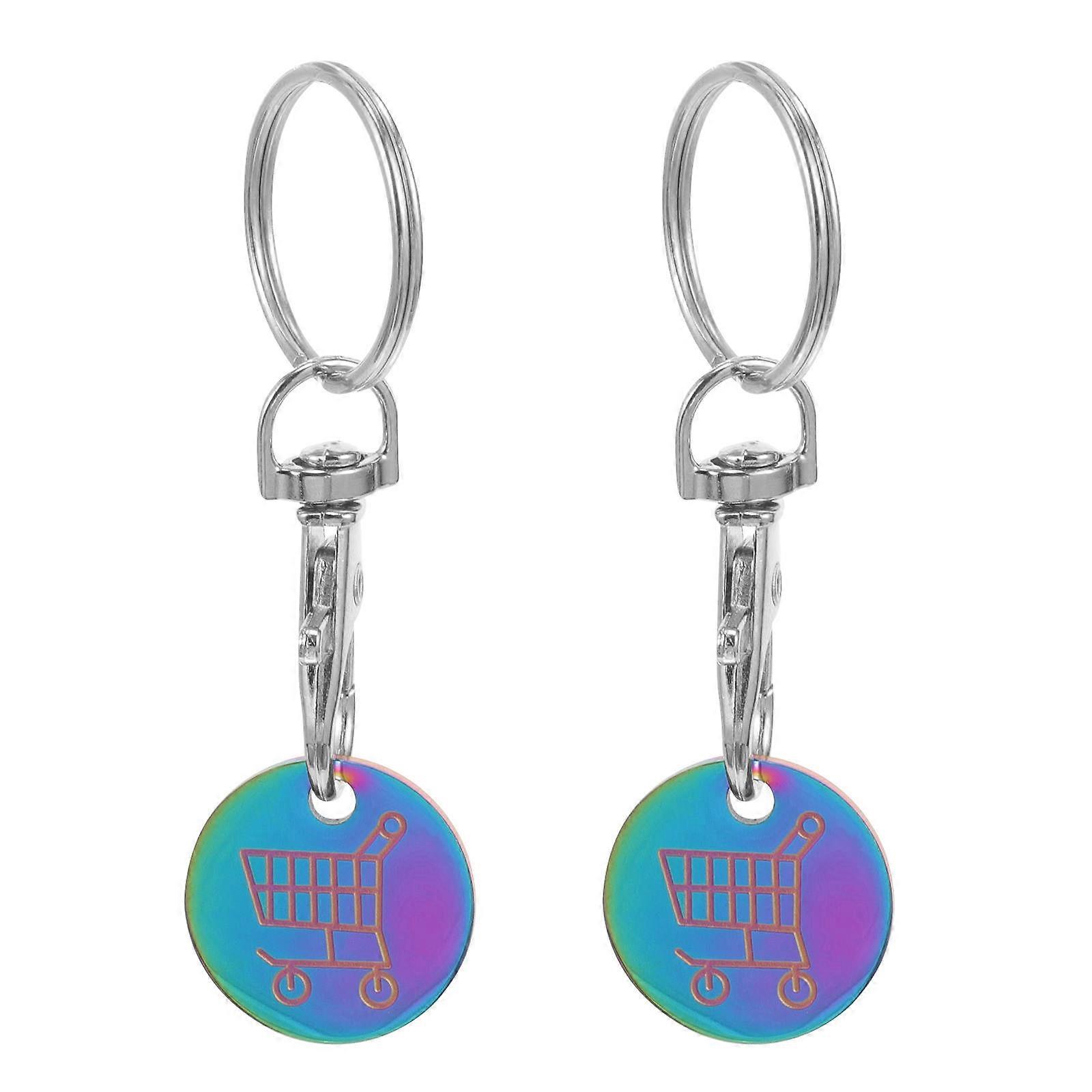 Stainless Steel Shopping Cart Token Keychain Key Ring for Trolley Use   Practical Grocery Shopping Key Buckles
