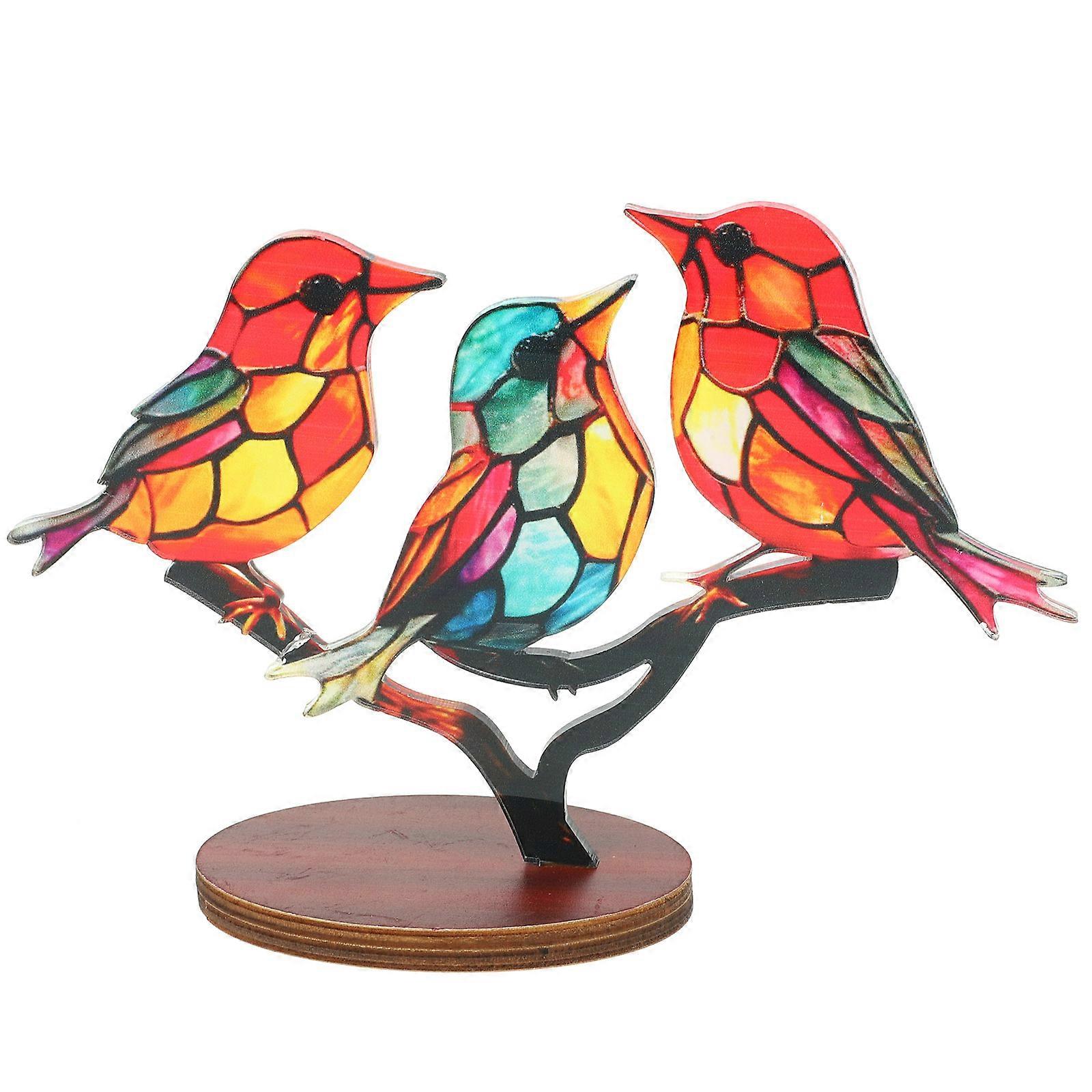 Decorative Bird Figure With Base Realistic Design For Homeowners And Party Planners 3Pcs