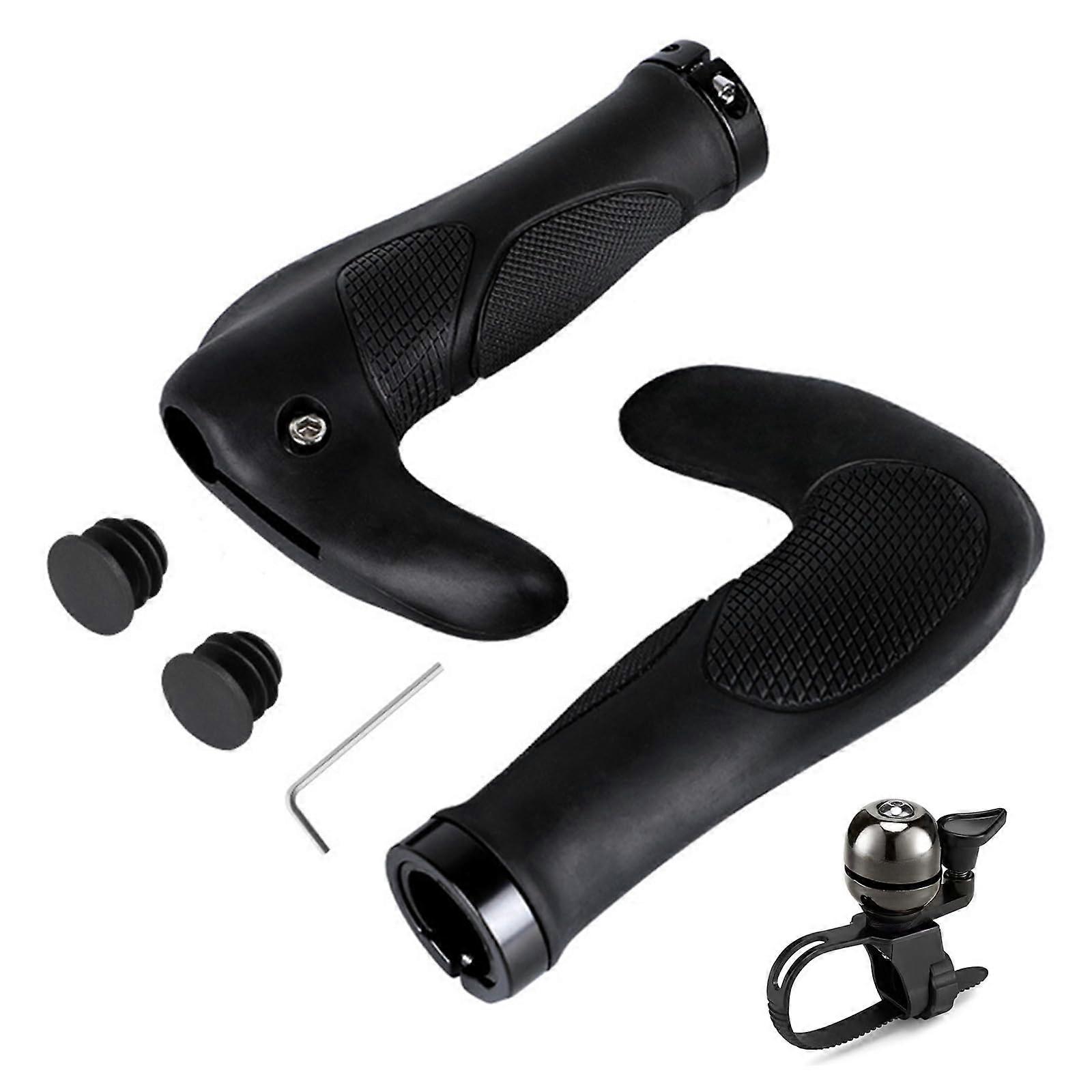 Bike Handlebar Grips 1 Pair Ergonomic Non-Slip Rubber MTB Bicycle Handlebar Grips for Road and Mountain Bikes, Comfortable Grip Size