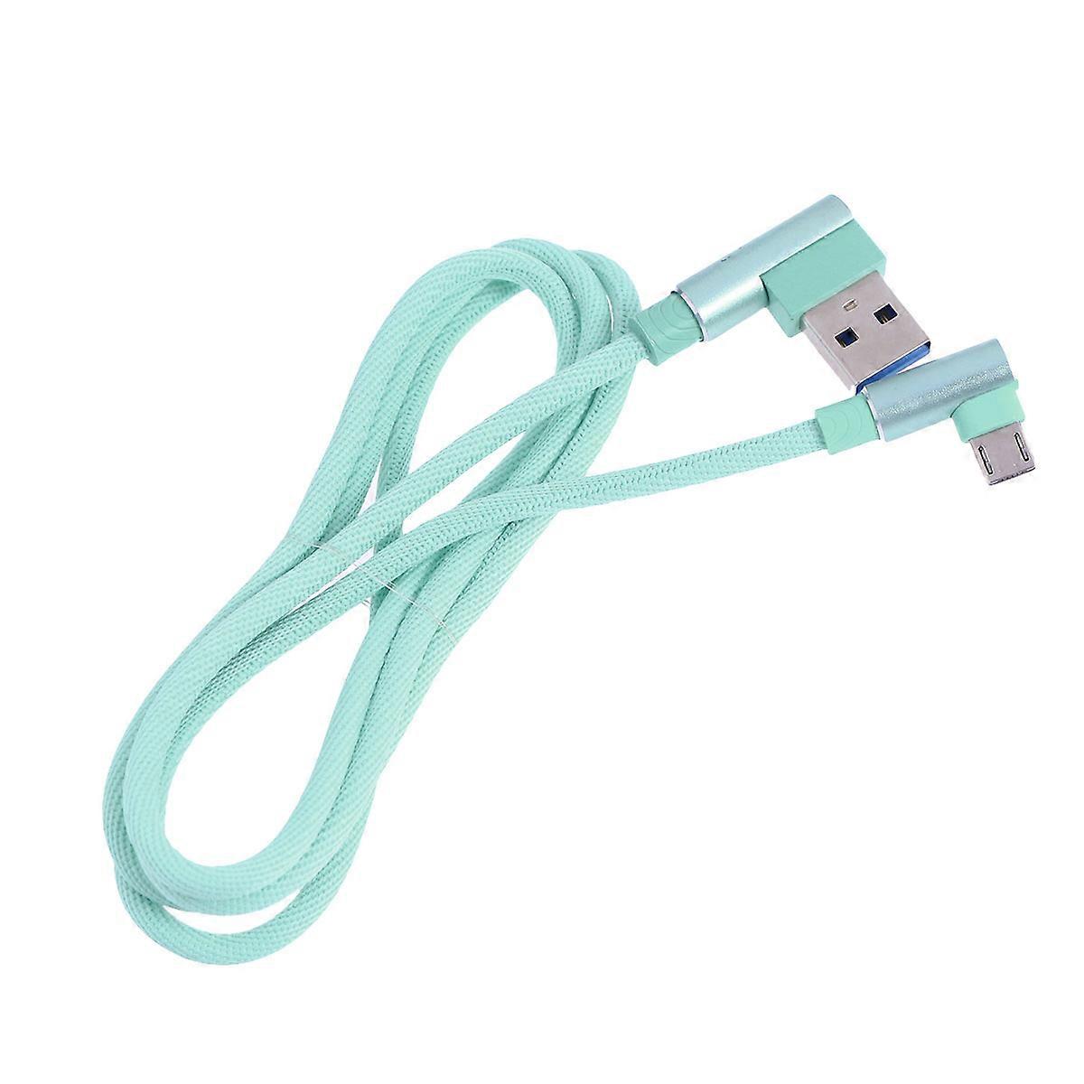 Braided Usb 2.0 Cable Charging And Data Transfer 90-Degree Bend Universal Users 1Pcs Green 100cm