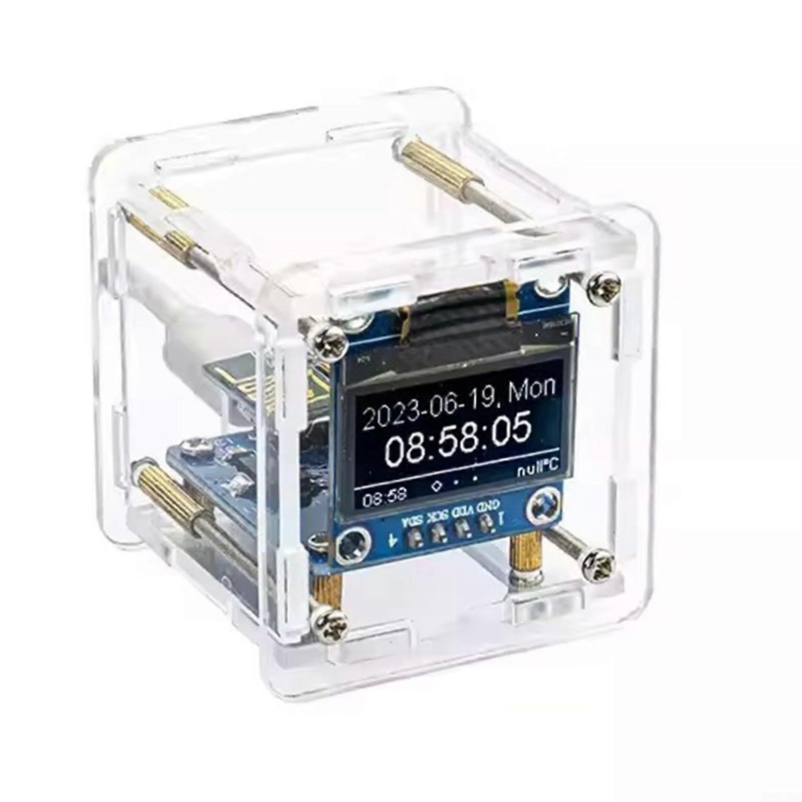 DIY Weather Clock Kit with OLED Display, WiFi Module and Transparent Case 41 x 39 x 43mm