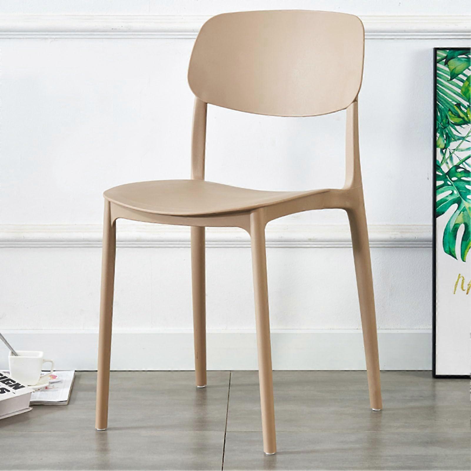 Stackable Chairs for Indoor Use, Pack of 4 Plastic Stools, Dining Room Chairs (Light Brown) Ref: 7628
