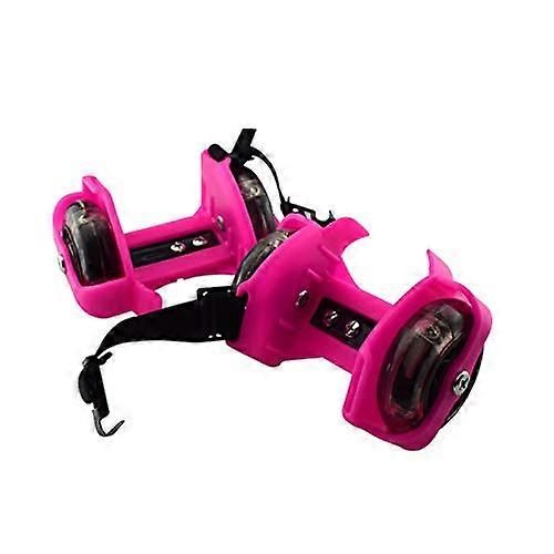 Flash Wheel Heel Roller Colourful Flashing Roller Whirlwind Pulley Flash Wheels Heel Roller Adjustable Easy Roller Skates for Adults Pink