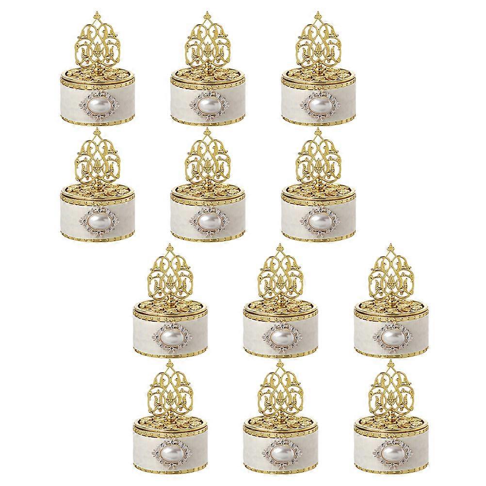 Elegant Gold Candy Holder Set 12pcs Round Storage Boxes for Weddings, Showers & Parties Guest Favors
